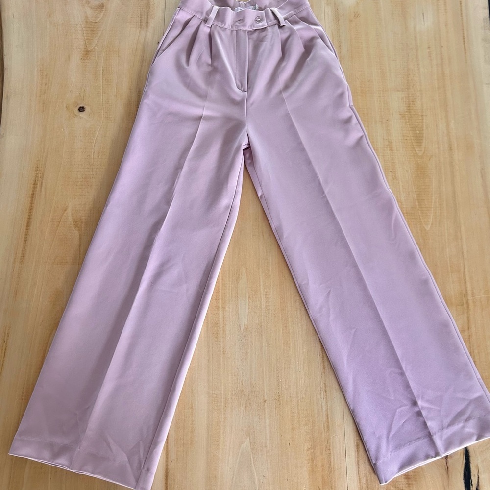 Mora Fashion Pink Straight High-Waist Trousers